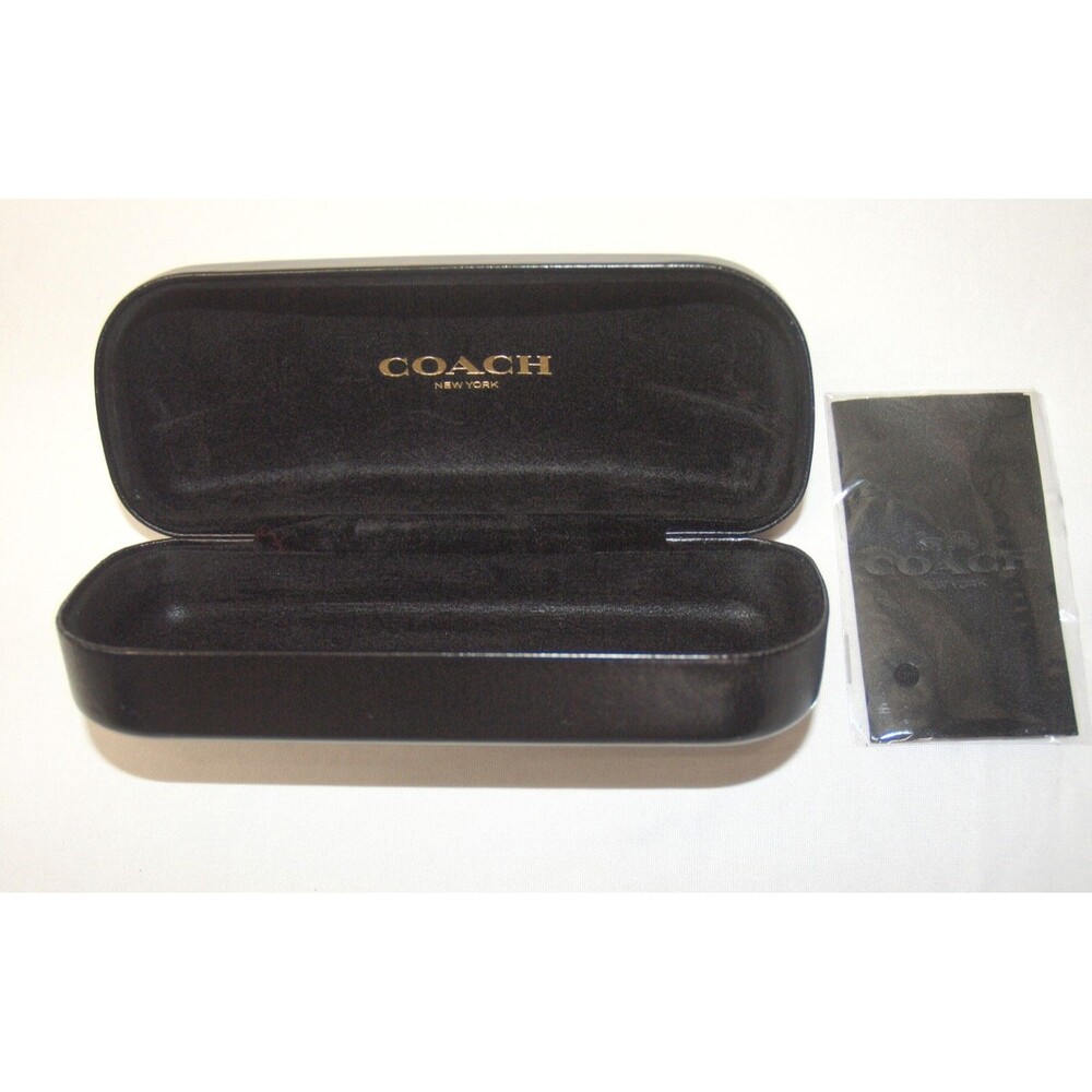 COACH Large Black Leather Hard Eyeglass & Sunglasses Case and Cleaning Cloth
